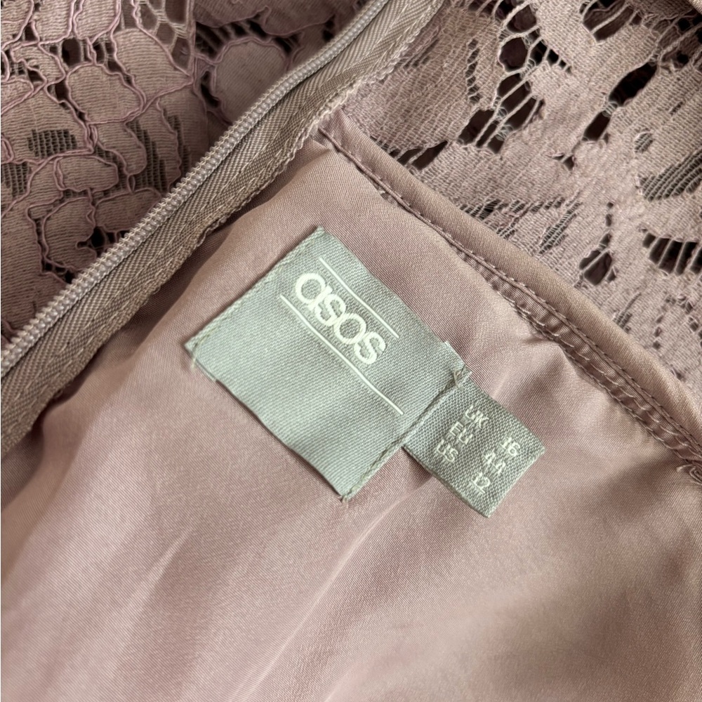 ASOS Lace Spaghetti Strap Midi Dress in Mauve lavender Size 12 - Picture 5 of 12